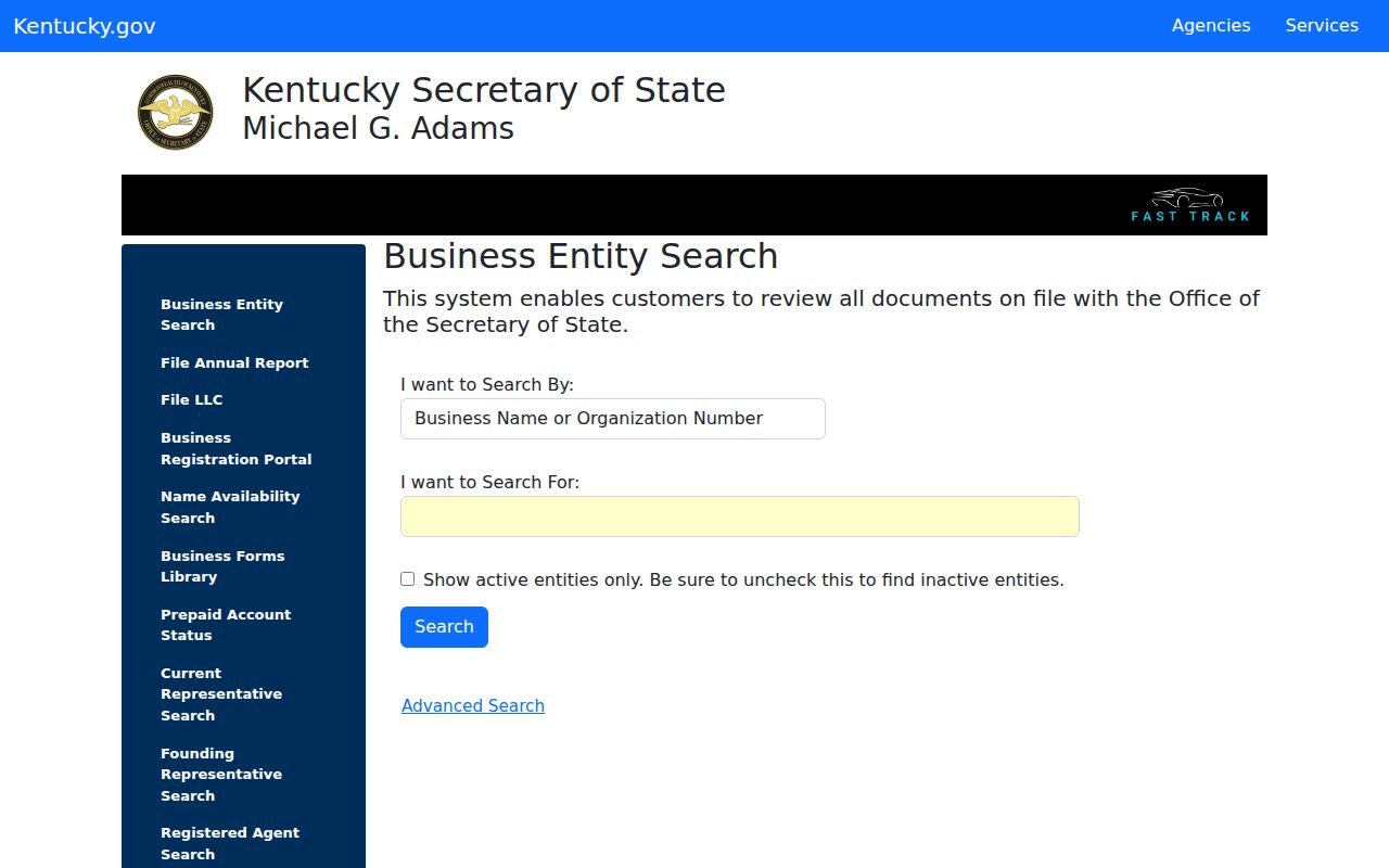 Paducah residents directory Kentucky business entity search