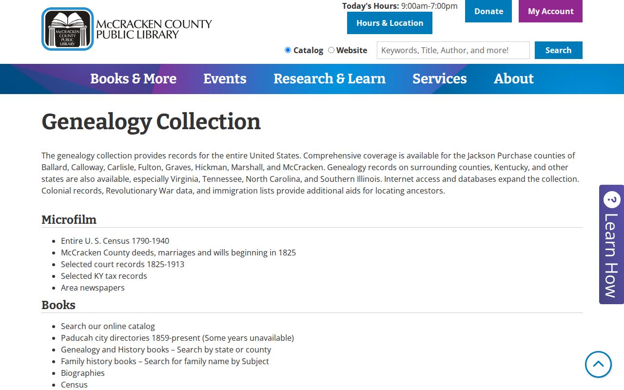 Paducah residents directory library genealogy collection