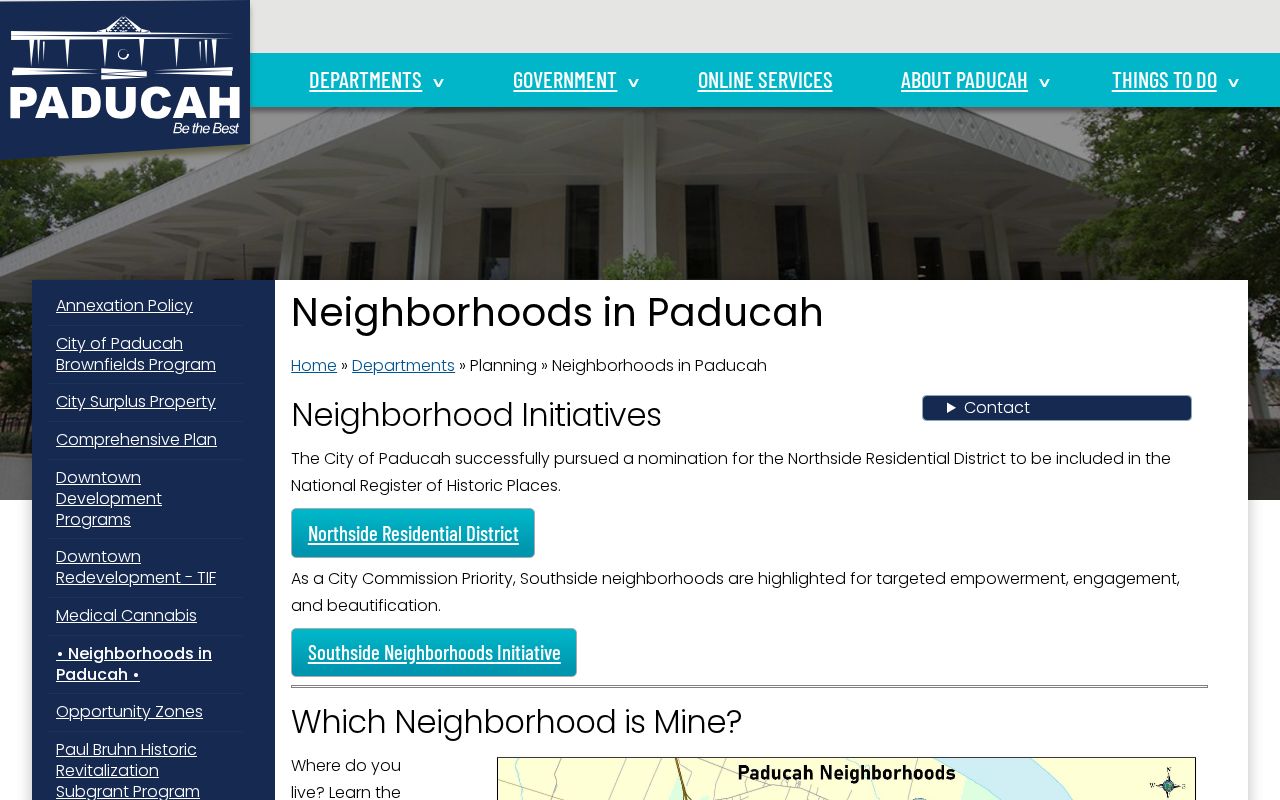 Official City of Paducah neighborhoods page for block context