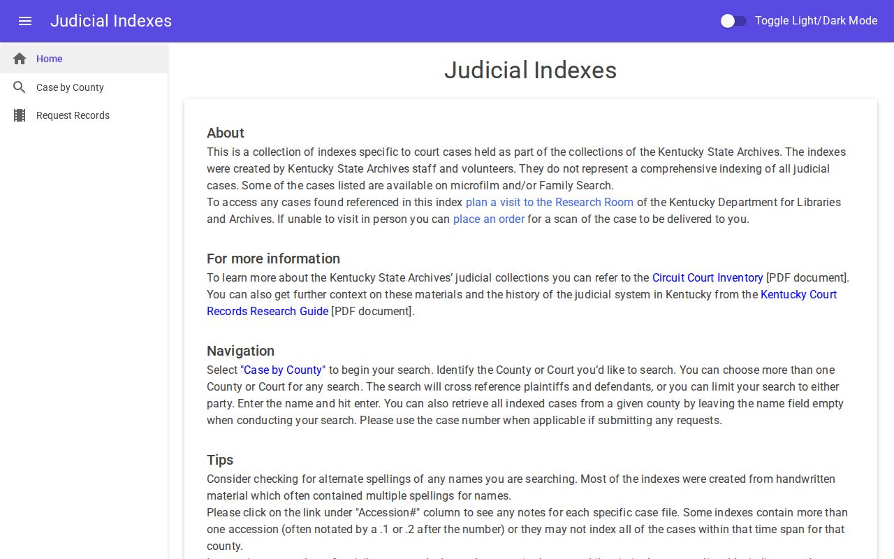 Kentucky Judicial Indexes search used for historic Paducah residents