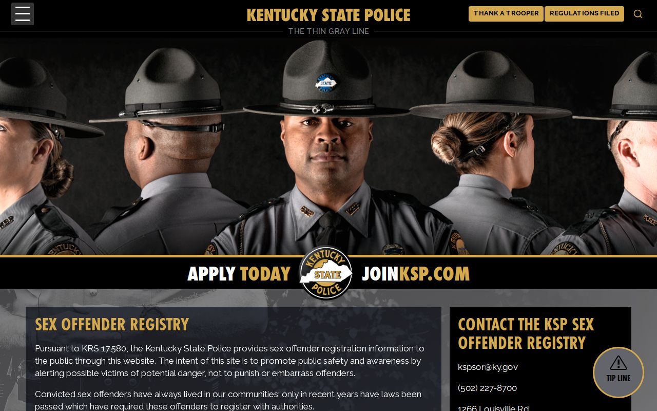 Kentucky State Police registry information for lawful Paducah research