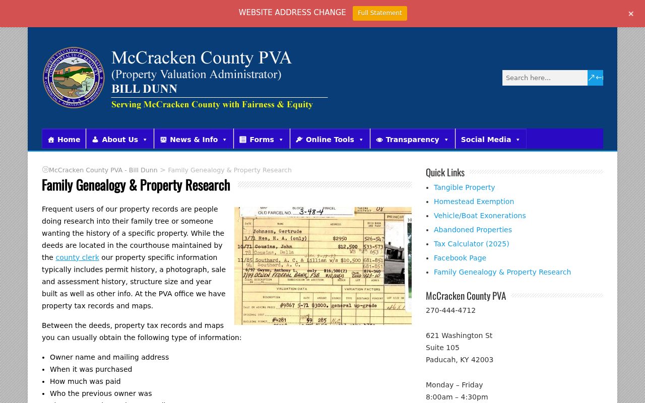 Paducah street directory PVA ownership research
